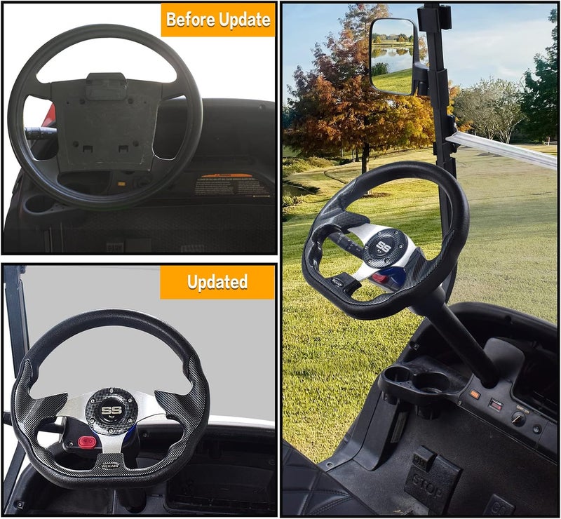 WEKANI D Golf Cart 12.5 Inch Steering Wheel， for Club Car EZGO Yamaha Golf Cart， with Car Horn Button，Cool racing steering wheel - Image 5